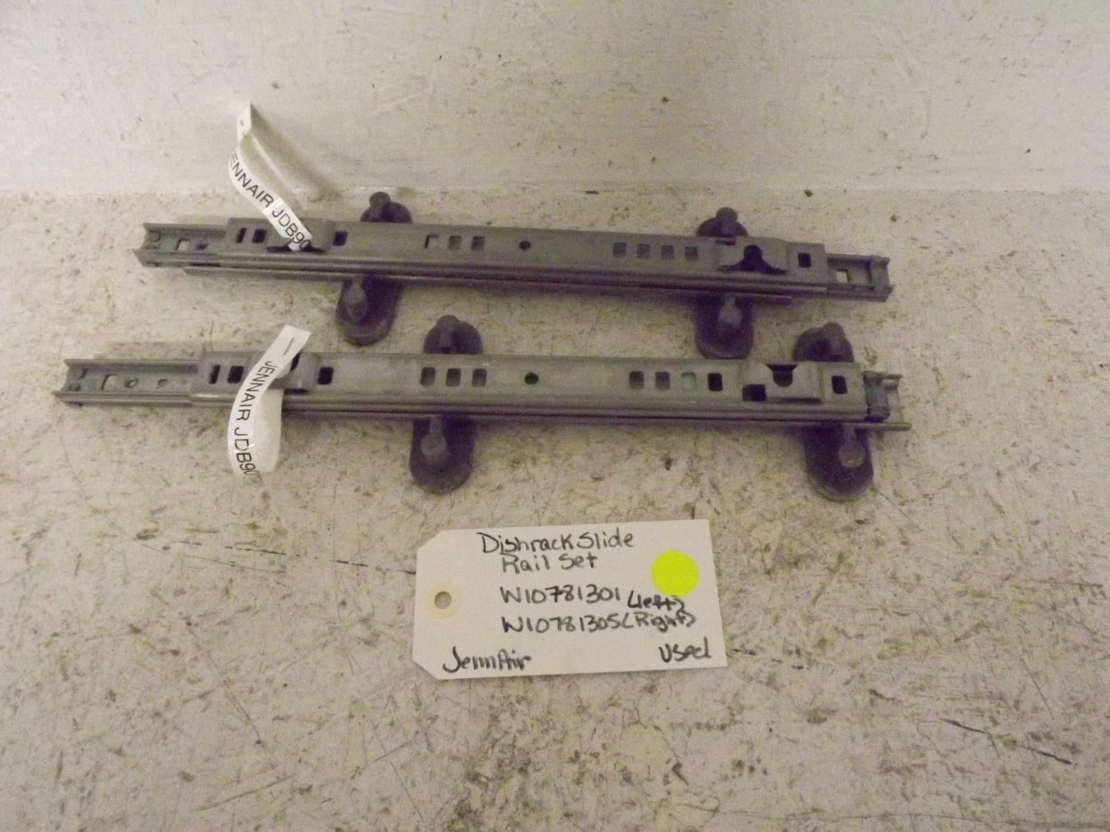 JennAir Dishwasher W10781301 W10781305 Dishrack Slide Rail Set Used JennAir Dishwasher W10781301 W10781305 Dishrack Slide Rail Set Used